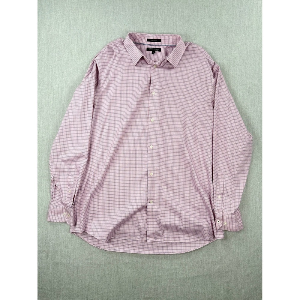 Banana Republic Mens XL Standard Fit Non-Iron Pink Blue Micro Check Dress‎ Shirt